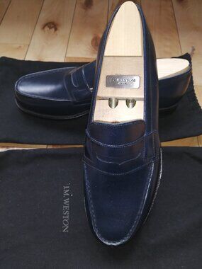 BEAUTIFUL PAIR OF JM WESTON LOAFER NAVY BLUE LIKE NEW
